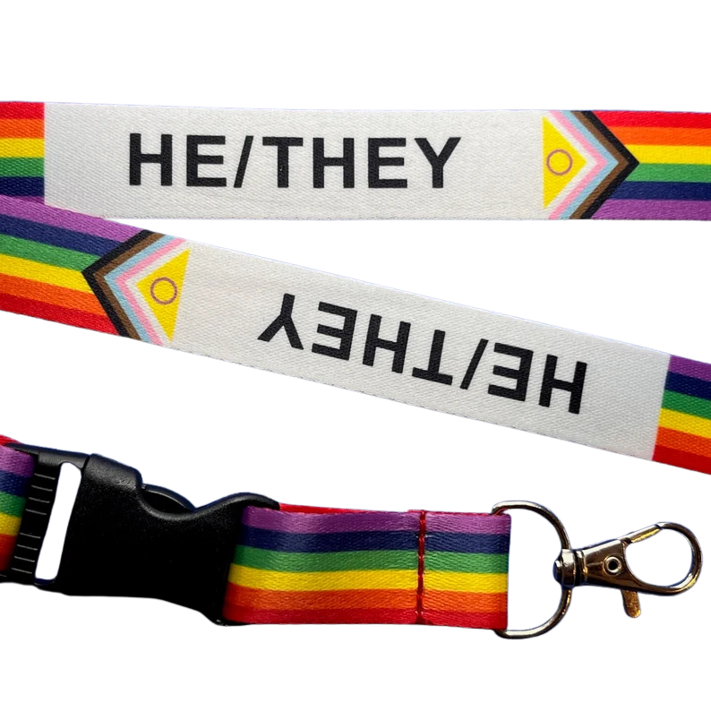 Intersex Inclusive Progress Pride Pronoun Lanyard