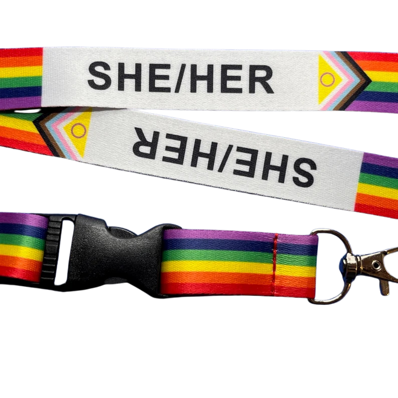 Intersex Inclusive Progress Pride Pronoun Lanyard